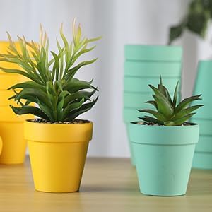 3 Inch Terracotta Pots - 22Pack Clay Flower Pots with Drainage Hole, Succulent Nursery Pot/Cactus Plant Pot. Great for Plants, Crafts, Wedding Favorn, DIY Production (Light green)