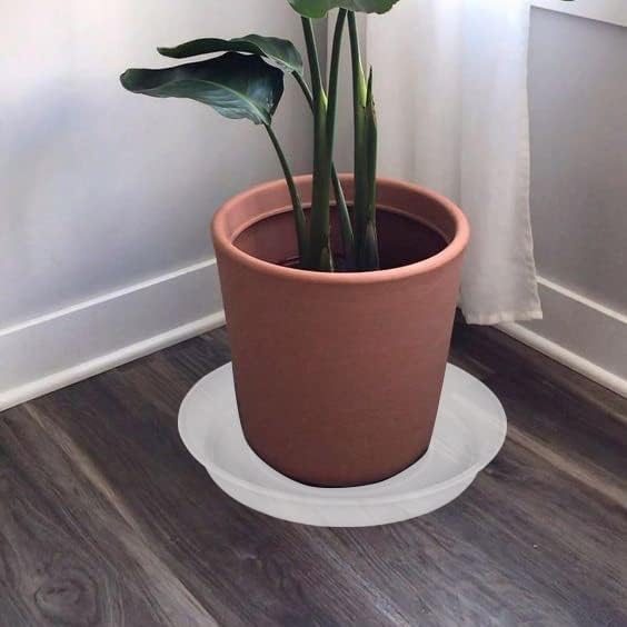 6 Pack Plastic Plant Saucer Water Drip Tray, 4 5 6 7 8 9 10 11 12 inch, Heavy Sturdy Plant Drainage Tray for Indoors Outdoor, Flower Saucers for Pots Base (4", Clear)