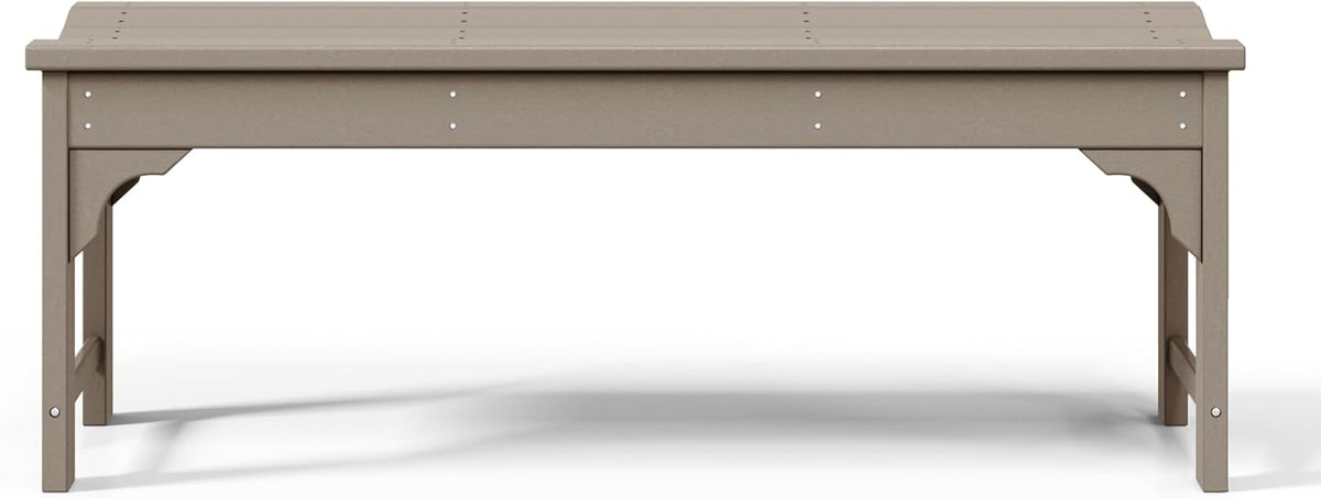 WestinTrends Malibu Outdoor Bench, All Weather Resistant Poly Lumber Backless Patio Garden Bench, Adirondack Curved Bench Seat for Comfort, Weatherwood