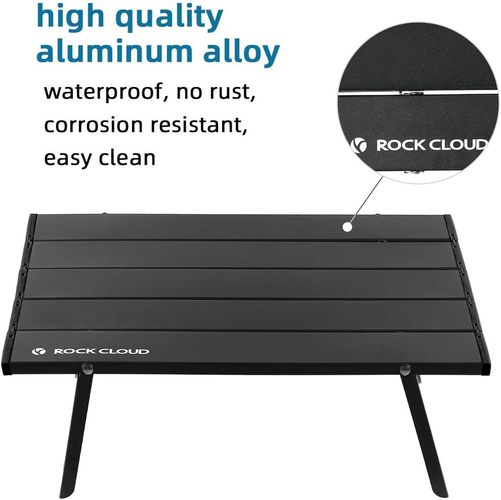 ROCK CLOUD Folding Beach Table Aluminum Portable Camping Table Ultralight, Black