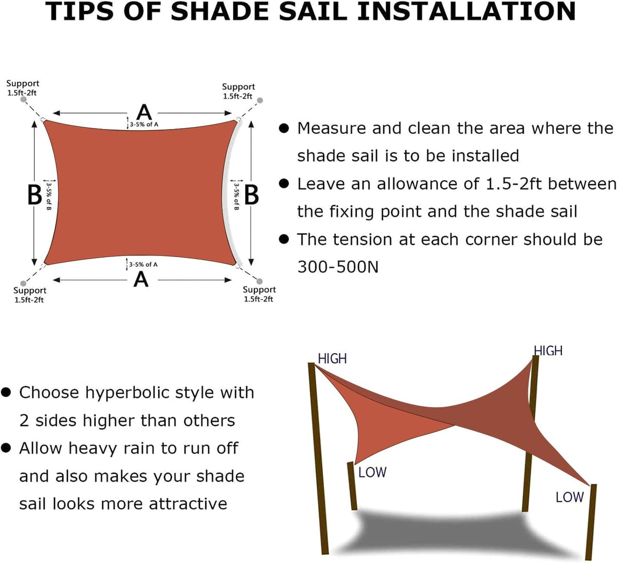 KANAGAWA 16'X24' Rust Red Custom Size Sun Shade Sail Rectangle UV Block Canopy Cover for Patio Backyard Lawn Garden Outdoor (Customized Available)