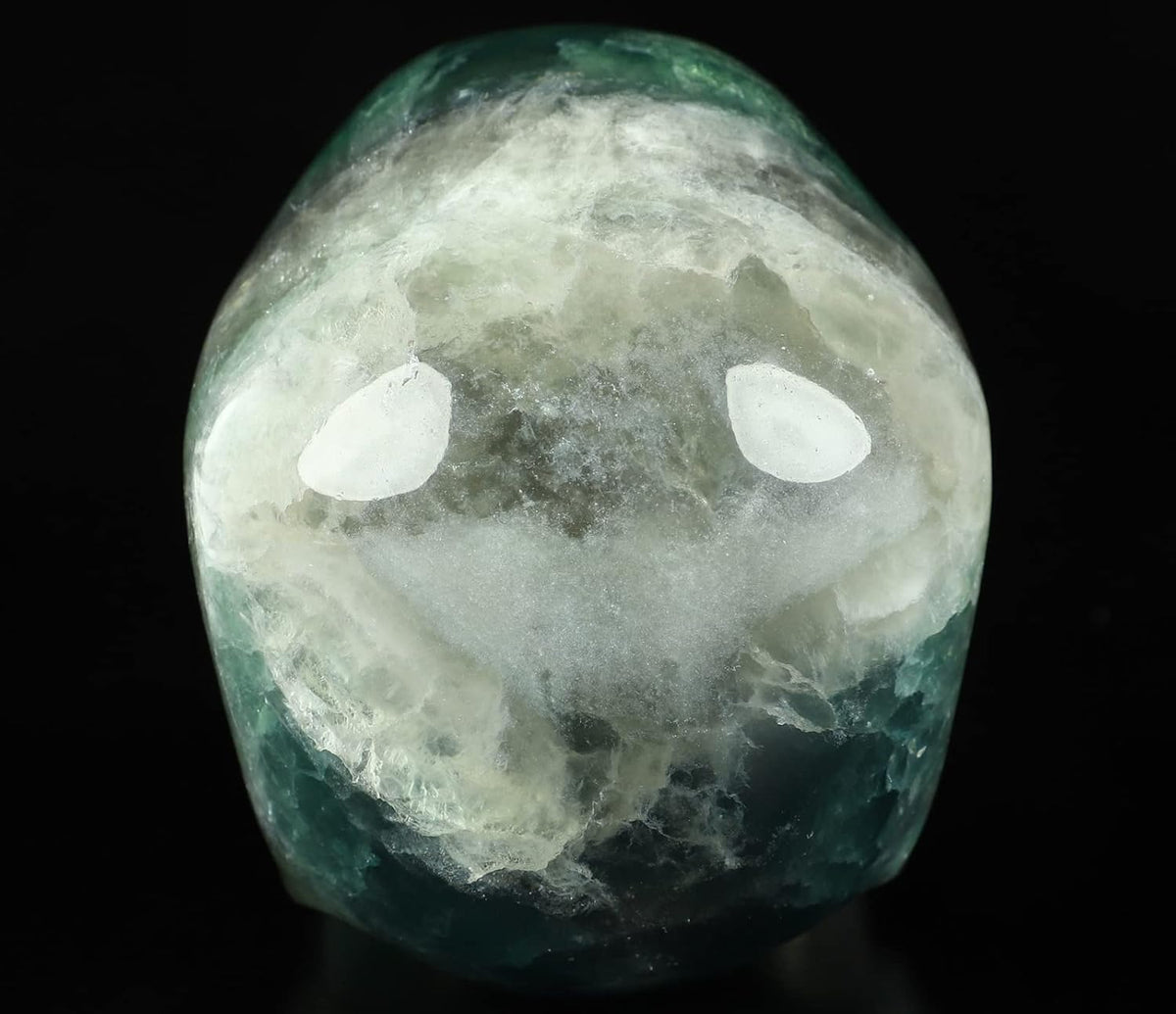 Skullis 5.0" Fluorite Super Realistic Crystal Skull, Hand Carved Gemstone Fine Art Sculpture, Reiki Healing Stone Statue.2212 Z8
