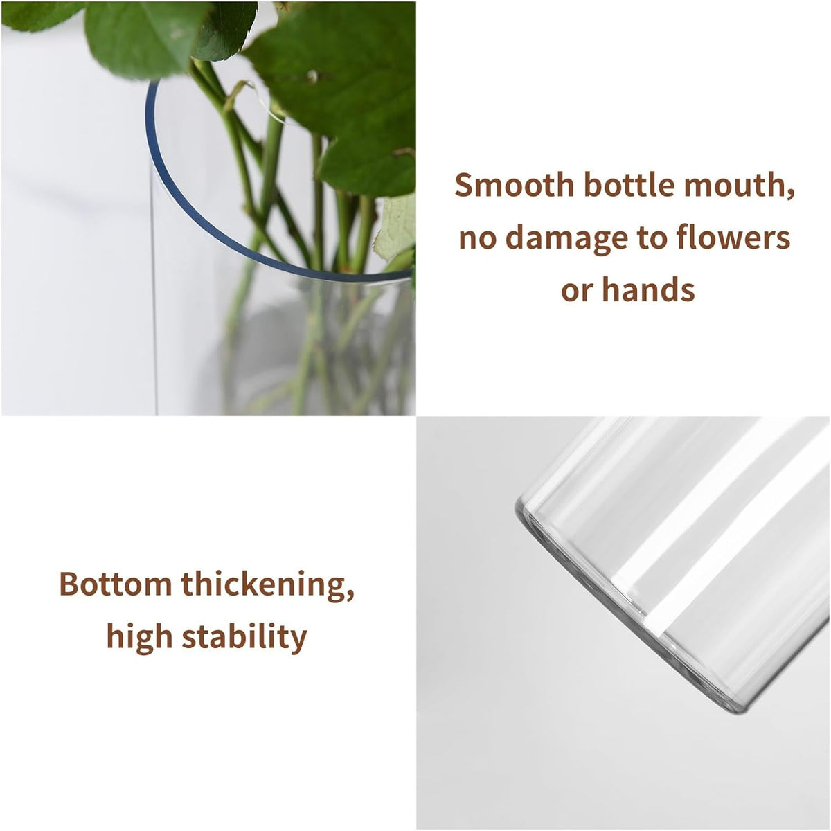 Clear Flower Vase, Non-breakable Vases, 4" W x 12" H, Acrylic Vase, Aesthetic Room Decor Cylindrical Modern Flower Vases for Table Centerpiece, Home Decor, Women Floral Arrangement Gift
