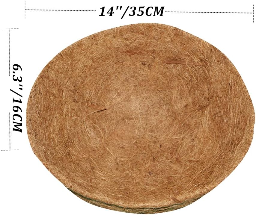 14 inch Coco Liner for planters, 2PCS Round Replacement Plant Basket Liners Coco Fiber Liner for Hanging Basket (14 inch Round)