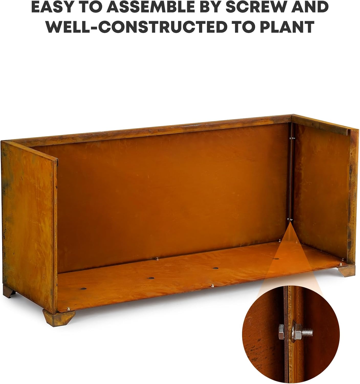 Stanbroil Corten Steel Rectangle Outdoor Planter Box, Heavy & Naturally Rust Metal Planter Box for Patio, Porch, Garden, Commercial Décor, 38 x14 x16 Inch