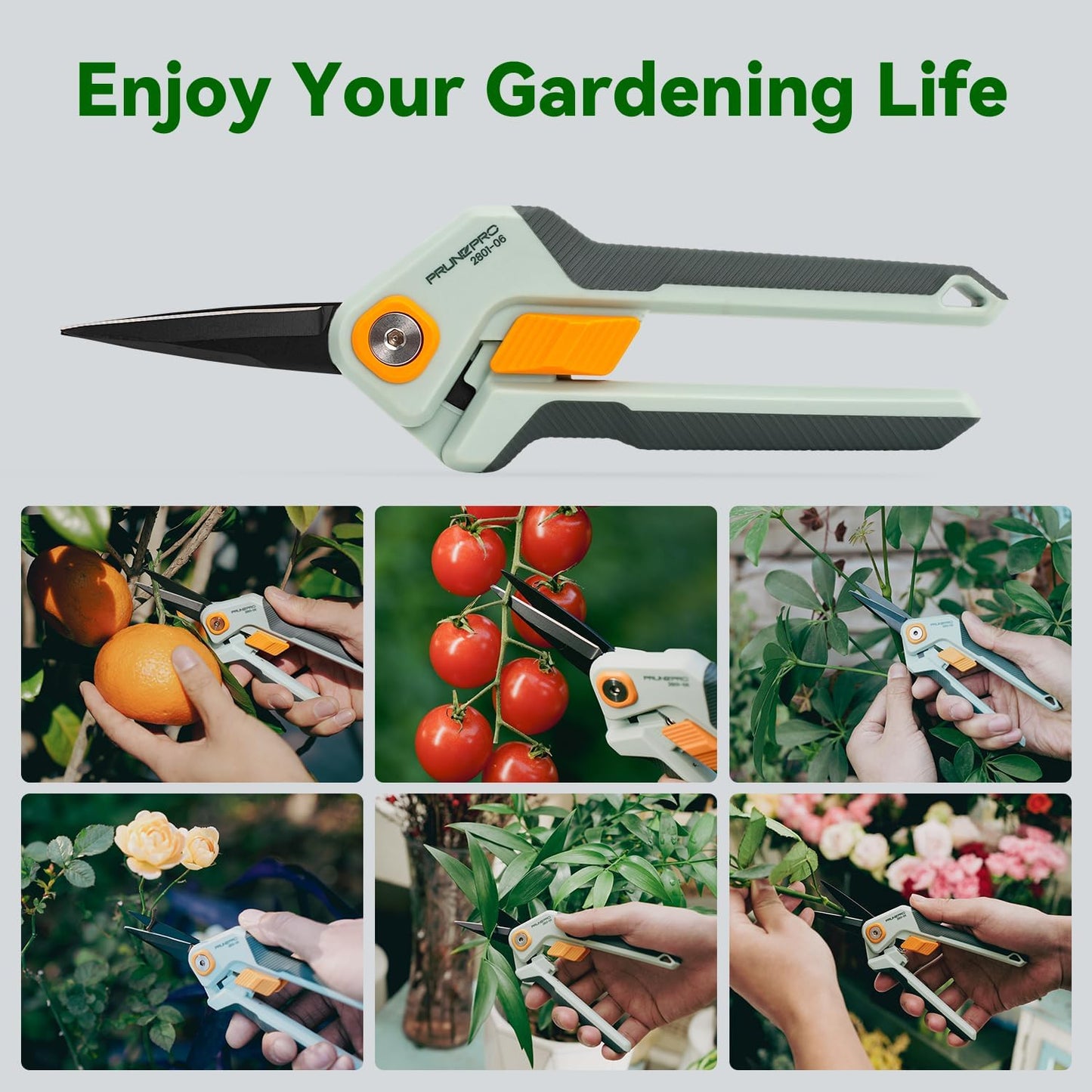 PrunePro Garden Scissors Pruning Shears Sharp Stainless Steel Non-Stick Teflon Coating Blade for Precise Cuts Garden Snip Bonsai Clippers for Plants Rose Flower 3 Pack