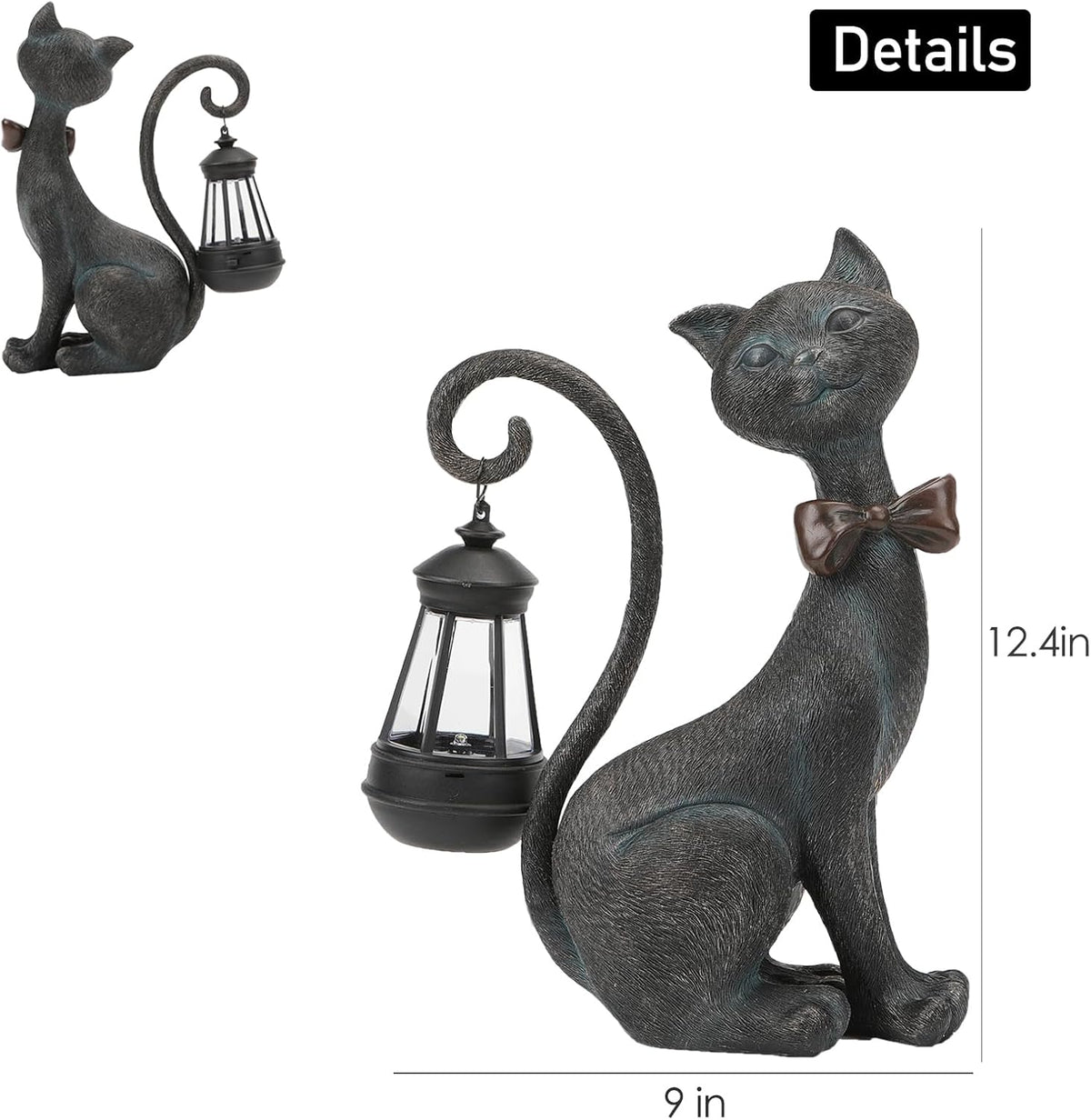 Whimsical Outdoor Cat Statues with Solar Garden Lantern:Cat Garden Statues for Outside Fall Decor Clearance,Outdoor Figurine for Yard Art Lawn Ornaments Patio Balcony Home House - Birthday Gifts