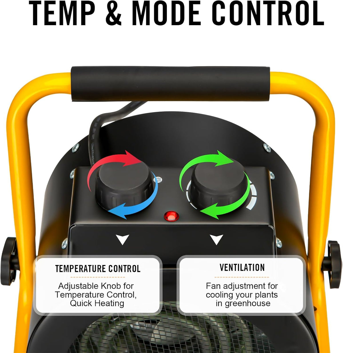 Greenhouse Heater with Digital Thermostat, Green House Heater for Plants,1500W Electric Grow Tent Heaters, Overheat Protection, Fast Heating for Green House, Flower Room, Black
