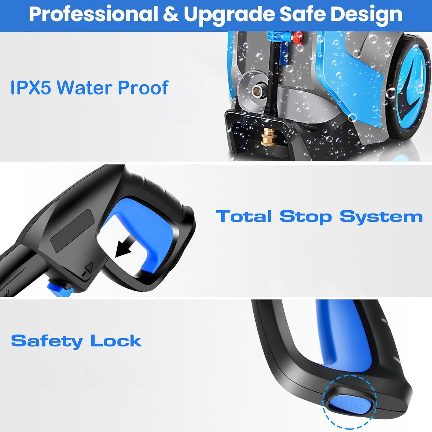 Electric Pressure Washer 5000PSI 4.0GPM Power Washers with M22-14mm Pressure Hose 33FT, Power Sprayers High Pressure with 1/4" QC Compatible Surface Cleaner for Home Cars Driveways, Blue
