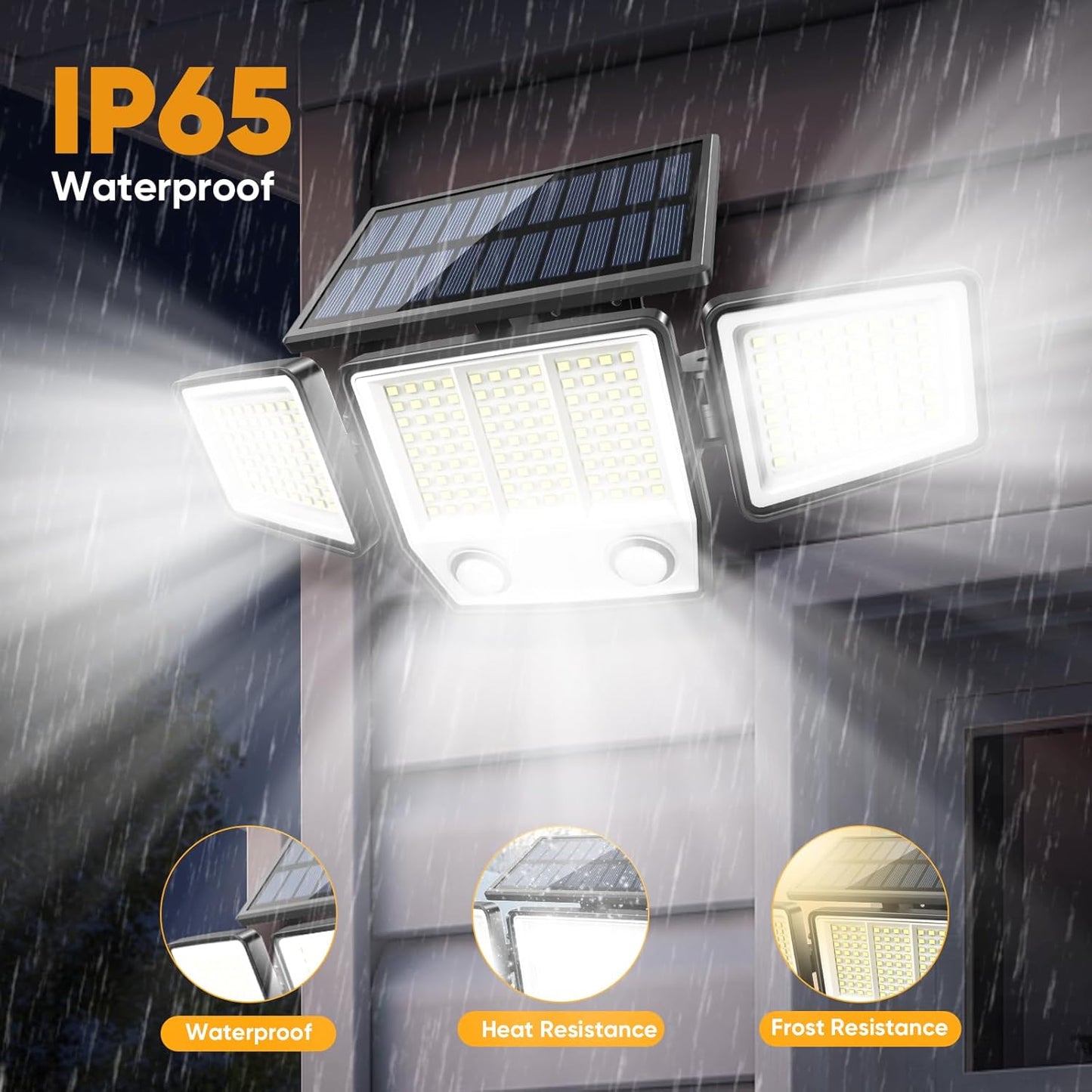 Solar Motion Sensor Outdoor Lights Waterproof - 3000LM 3 Modes Solar Security Lights Outdoor 270° Illumination IP65 LED Flood Wall Light for Garden Yard Patio Pathway (1Pack)