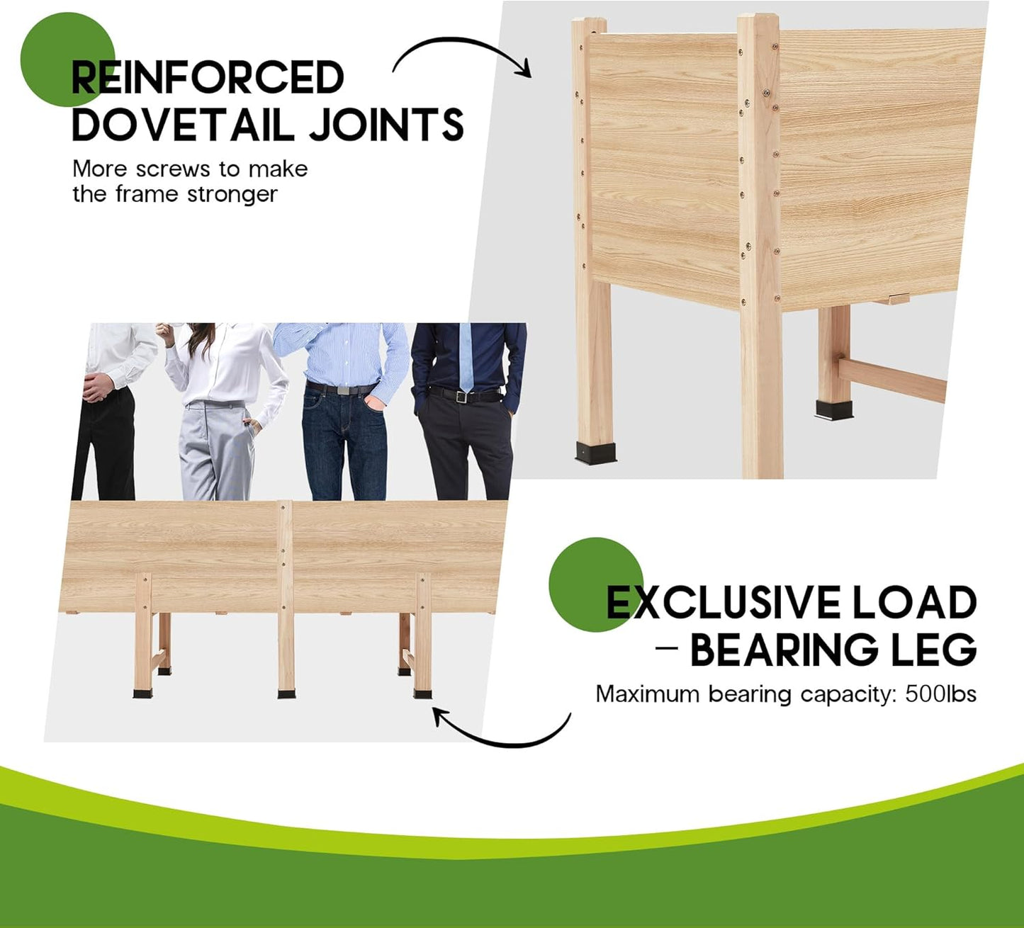 SPECRAFT 8x2 Ft Raised Garden Bed, Featuring Legs, Drainage Holes, Ideal for Vegetables, Flowers, Elevated Wood Planter Box for Balcony, Patio, and Backyard, Easy Assembly