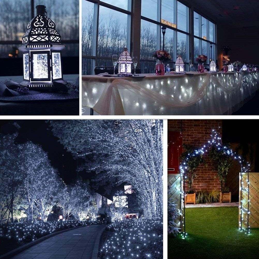 Lomotech Solar String Lights Outdoor - 2 Pack Total 66ft 200LED Solar Fairy Lights Waterproof 8 Modes Twinkle Lights for Outdoor, Patio, Garden, Yard, Party, Wedding, Tree Decoration (White)