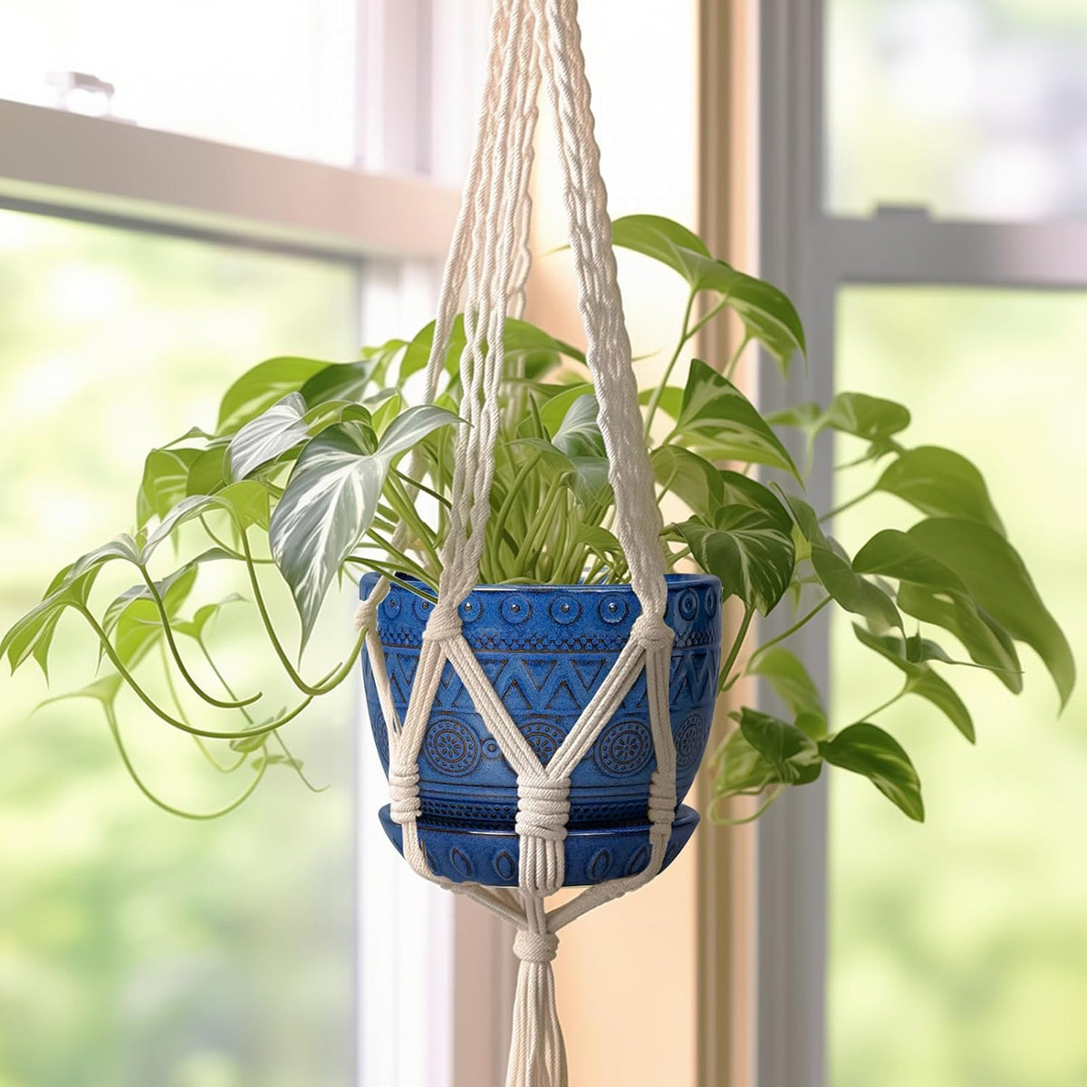 G EPGardening Pot for Plants 5 Inch - Ceramic Planter for Indoor Plants Outdoor, Succulent Pot with Drainage Hole and Saucer, Modern Home Garden Decor, Blue