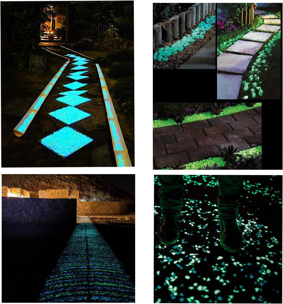 Oubest Glow in The Dark Pebbles/Glow Stones/Glowing Rocks Green Decor for Garden/Fish Tank/Aquarium/Walkway/Driveway/Plant Pots/Bonsai (200, Green)