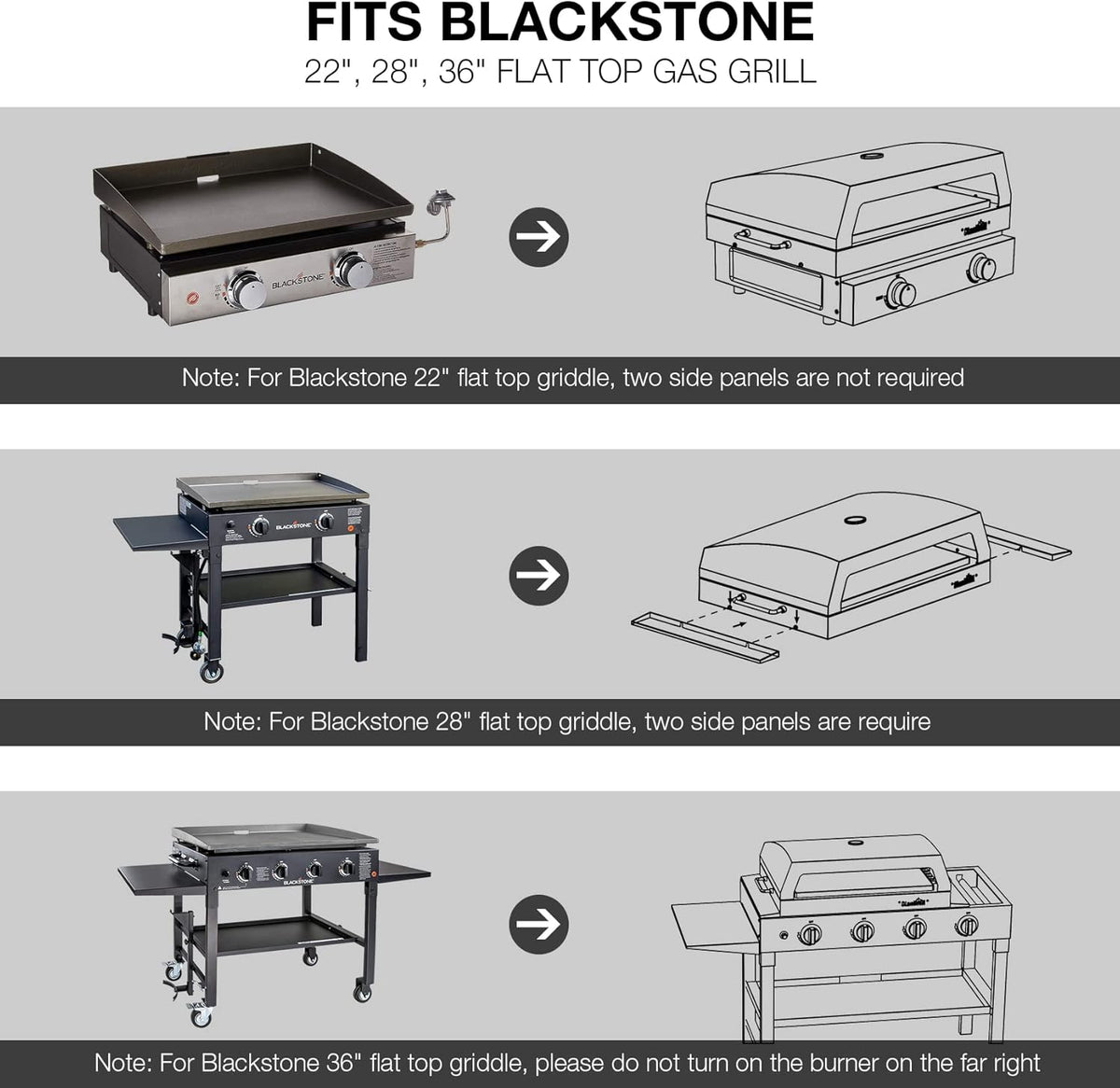 Stanbroil Outdoor Pizza Oven for Blackstone 22" 28" 36" Flat Top Gas Grill, with 19" x 15" Pizza Stone