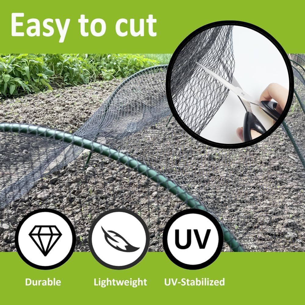 50 x 50 FT Bird Netting for Garden Woven Mesh Garden Netting for Plants, Vegetable, Fruit Trees, Blueberry Bushes, Strawberries Against Birds, Deer, Squirrels and Other Animals