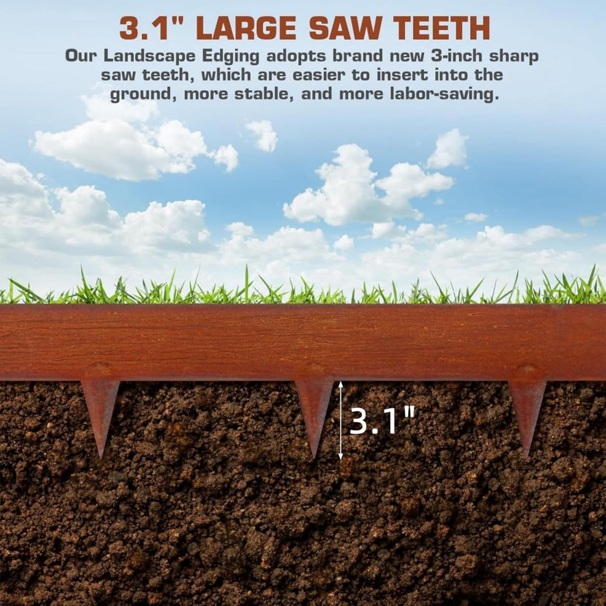 42" L X 6.3" H Corten Steel Landscape Edging, 6 Pack Hammer in Landscape Edging, Garden Edging Border for Lawn, Flower Bed, Yard (Rust-Colored)