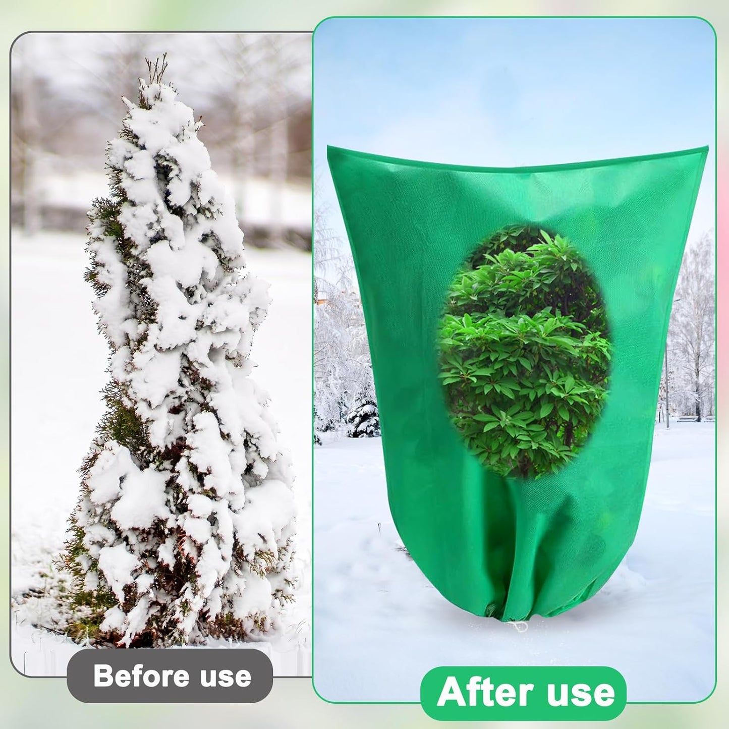DQS 2 Pack Plant Covers Freeze Protection, 39.3" x39.3" Winter Frost Protection Blankets Frost Cloth,Suitable for Outdoor Winter Frost, Cold Weather, shrubs, Trees, Jackets, and coverings