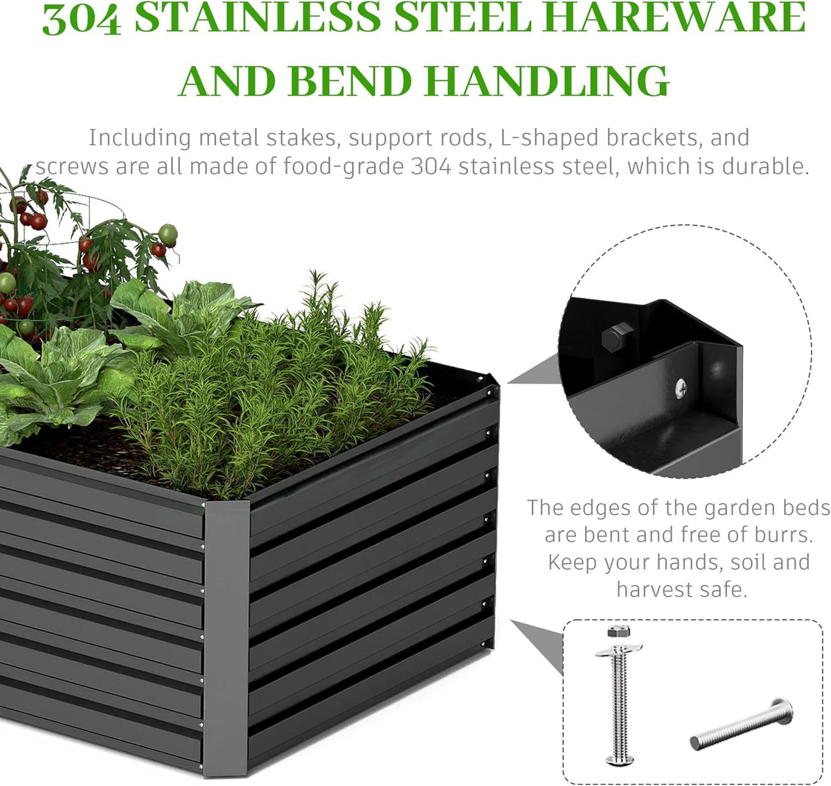 6x3x2 ft Raised Garden Bed, Large Metal Planter Raised Beds, Planters for Outdoor Plants for Vegetables, Flowers, Herbs, Fruits, and Succulents.(4 Pcs)