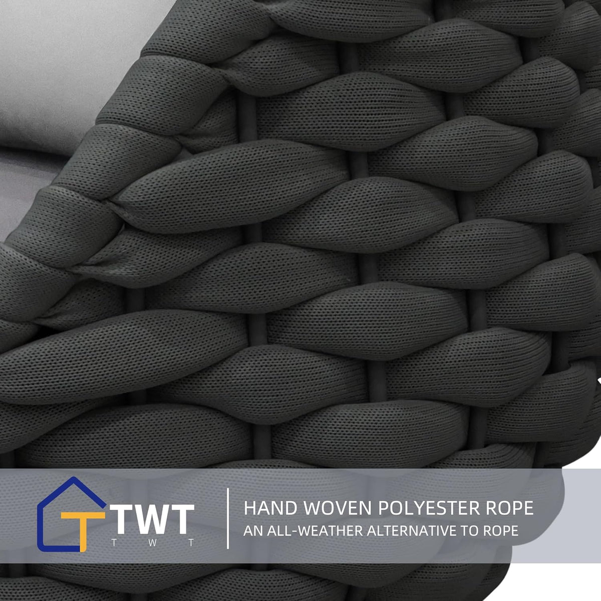 TWT Sunroom All-Weather Polyester Rope Balcony Furniture with Cushions & Pillows, Patio Sofa Couch for Outdoor, Patio, Balcony, Backyard, Deck, Poolside