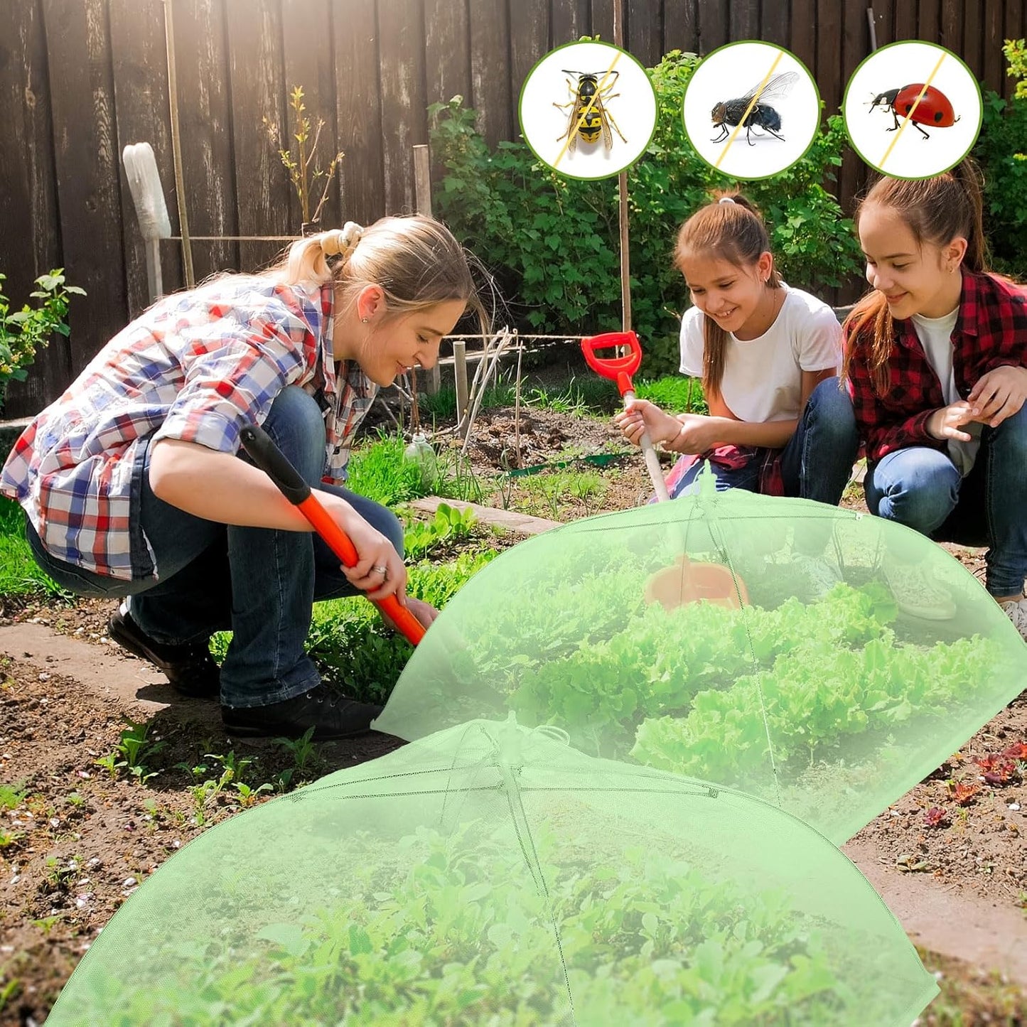 Sawysine 4 Pack Mesh Plant Cover Reusable Screen Cloche Dome Plant Protector Tent Collapsible Umbrella for Outdoor Garden Greenhouse Vegetable Flowers Strawberry from Animals(24 x 24 Inch,Green)