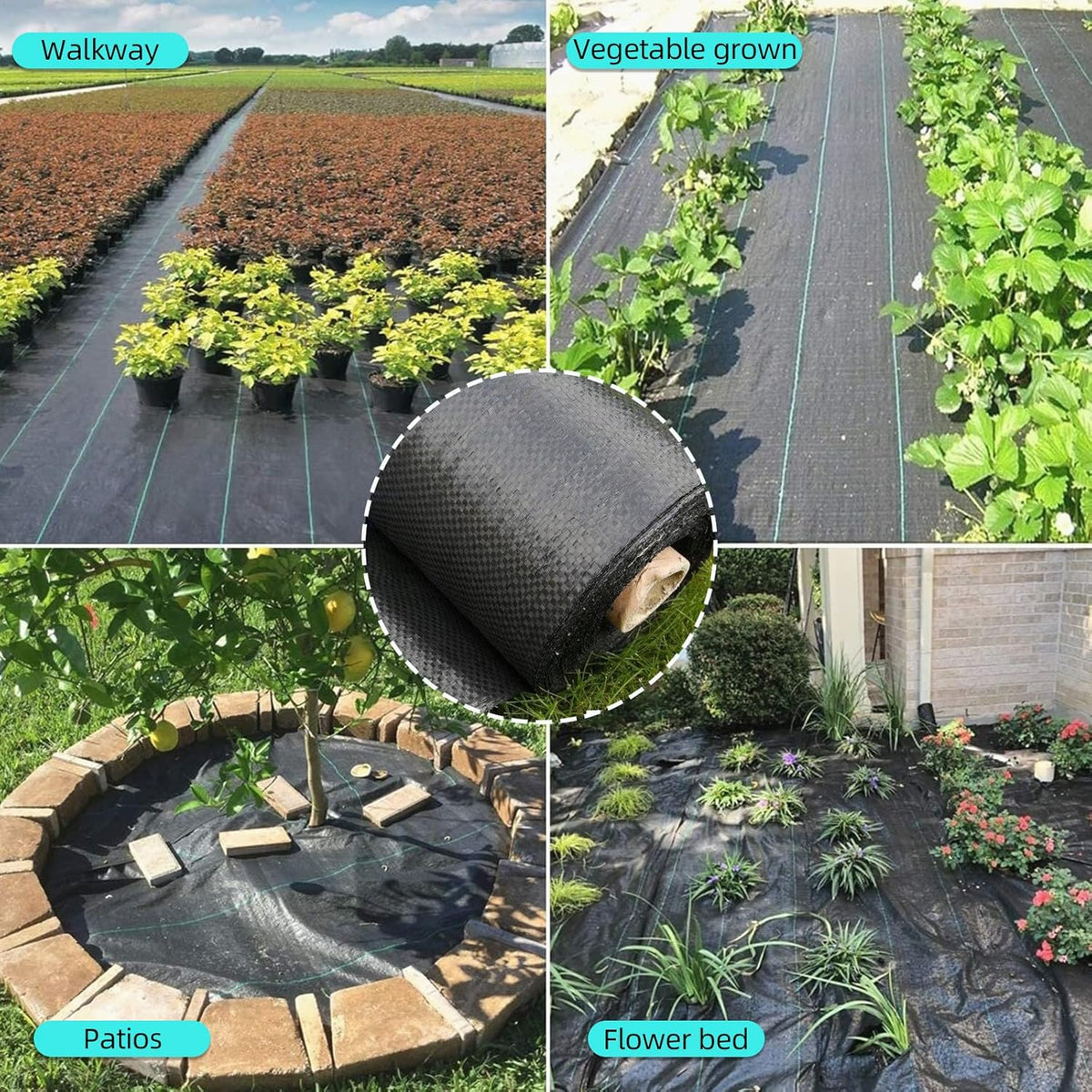 6ft X 300ft Weed Barrier Landscape Fabric Heavy Duty, Premium 2.4 oz Ground Cover Weed Block Gardening Mat, Easy Setup & Superior Weed Control, for Erosion Control, Weed Barrier