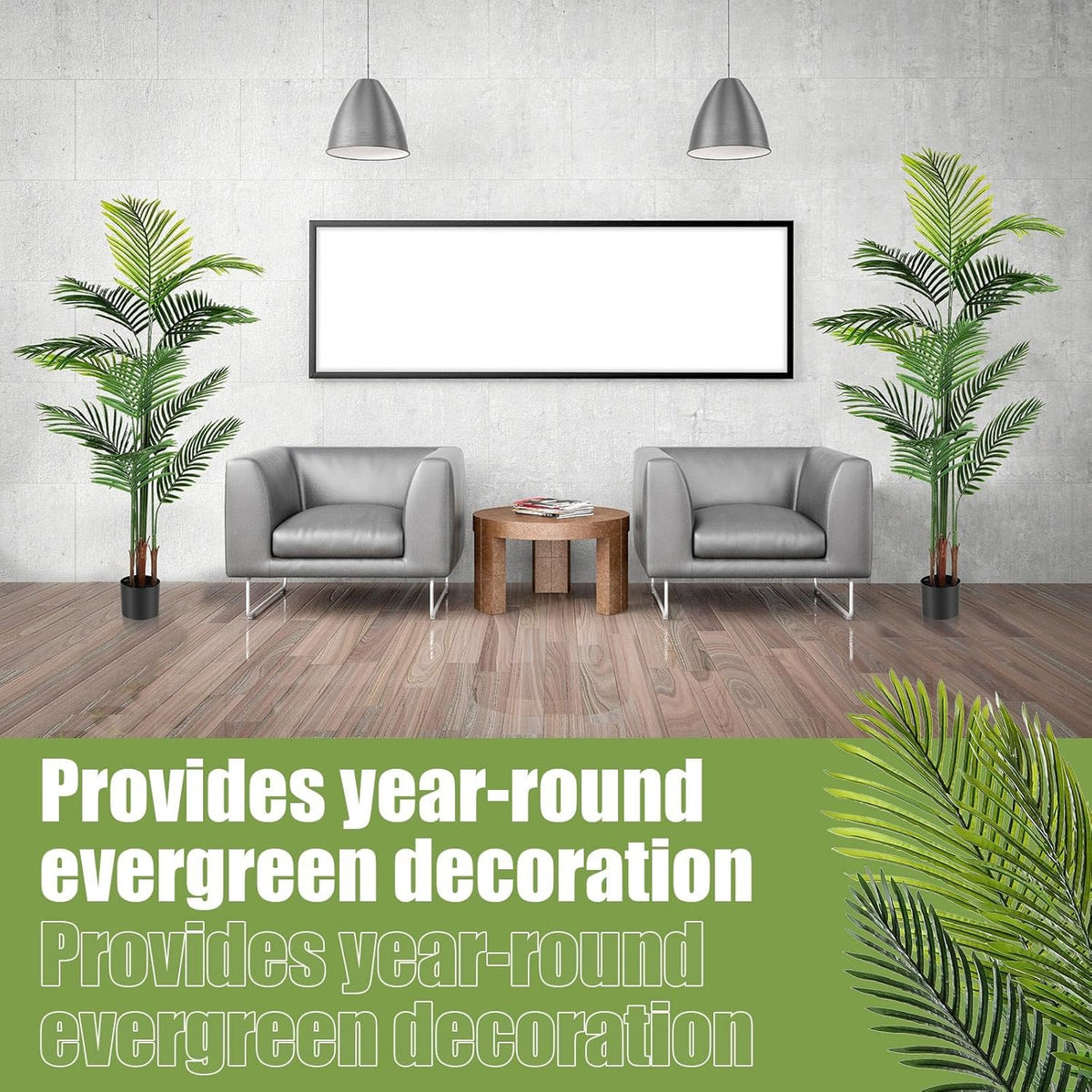 Jexine 3 Pack Artificial Areca Palm Plant Fake Palm Tree, Faux Plant for Home Decor Indoor Outdoor Faux Areca Palm Tree in Pot for Home Office Housewarming Gift Modern Decoration (4 Ft,5 Ft,6 ft)