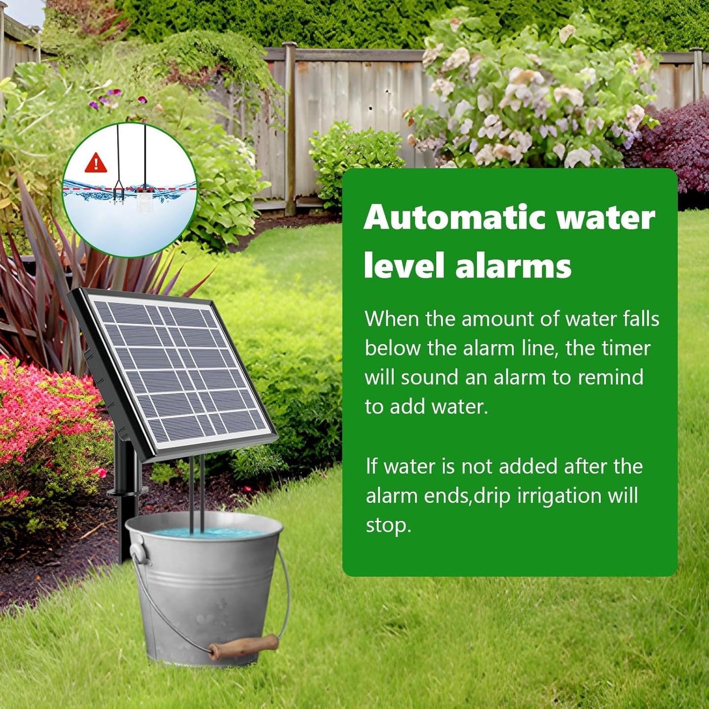 49FT Solar Drip Irrigation Kit with Digital Screen, Auto Watering Kit for 15 Pots, Solar-Powered Plant Watering,434 Timer Modes, 900ml/min Flow Indoor/Outdoor Garden, Balcony & Patio Irrigation System
