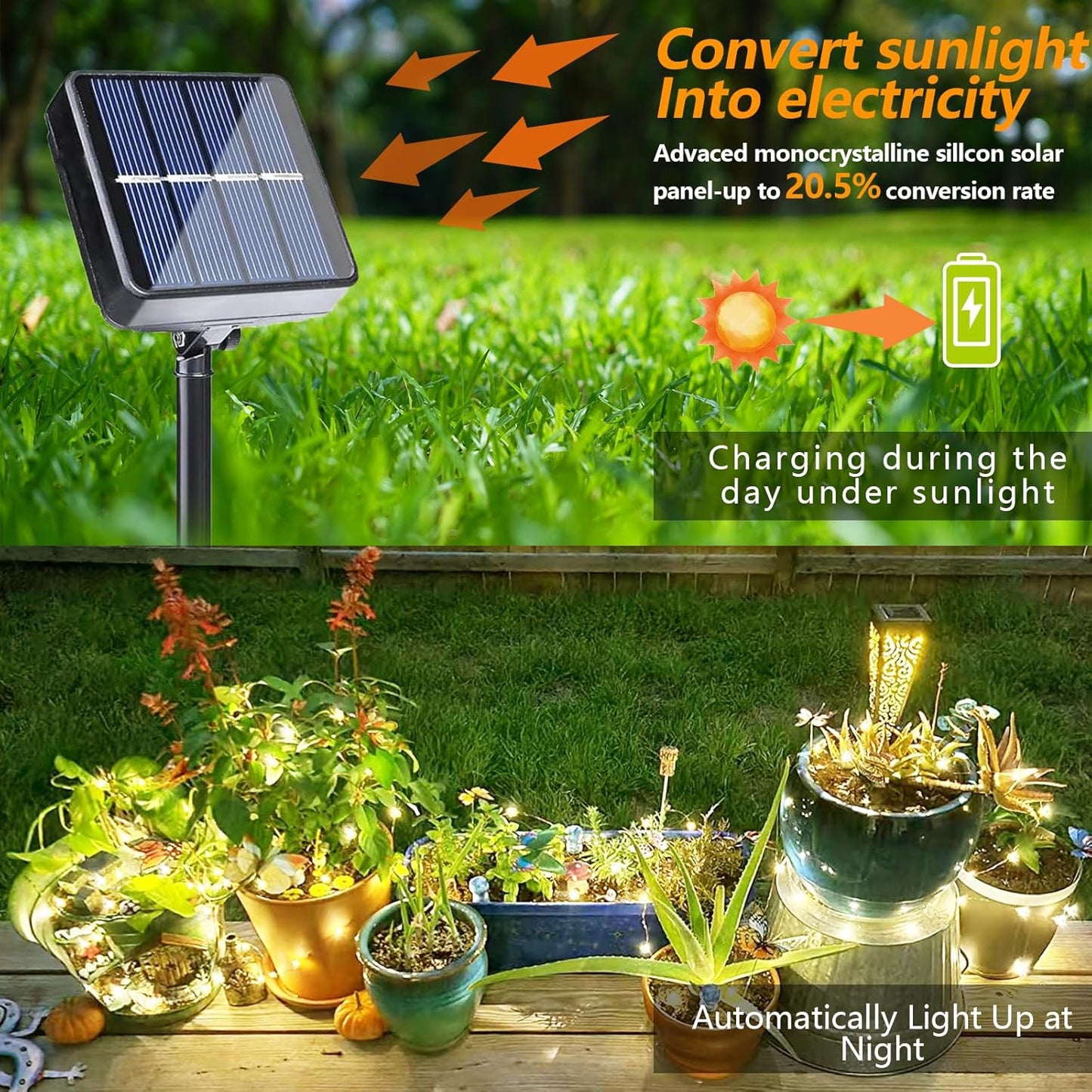 YEGUO Solar Fairy Lights Outdoor Waterproof, 4 Packs Each 33ft 100 LED Christmas Lights Warm White, 8 Modes Silver Wire Twinkle String Lights