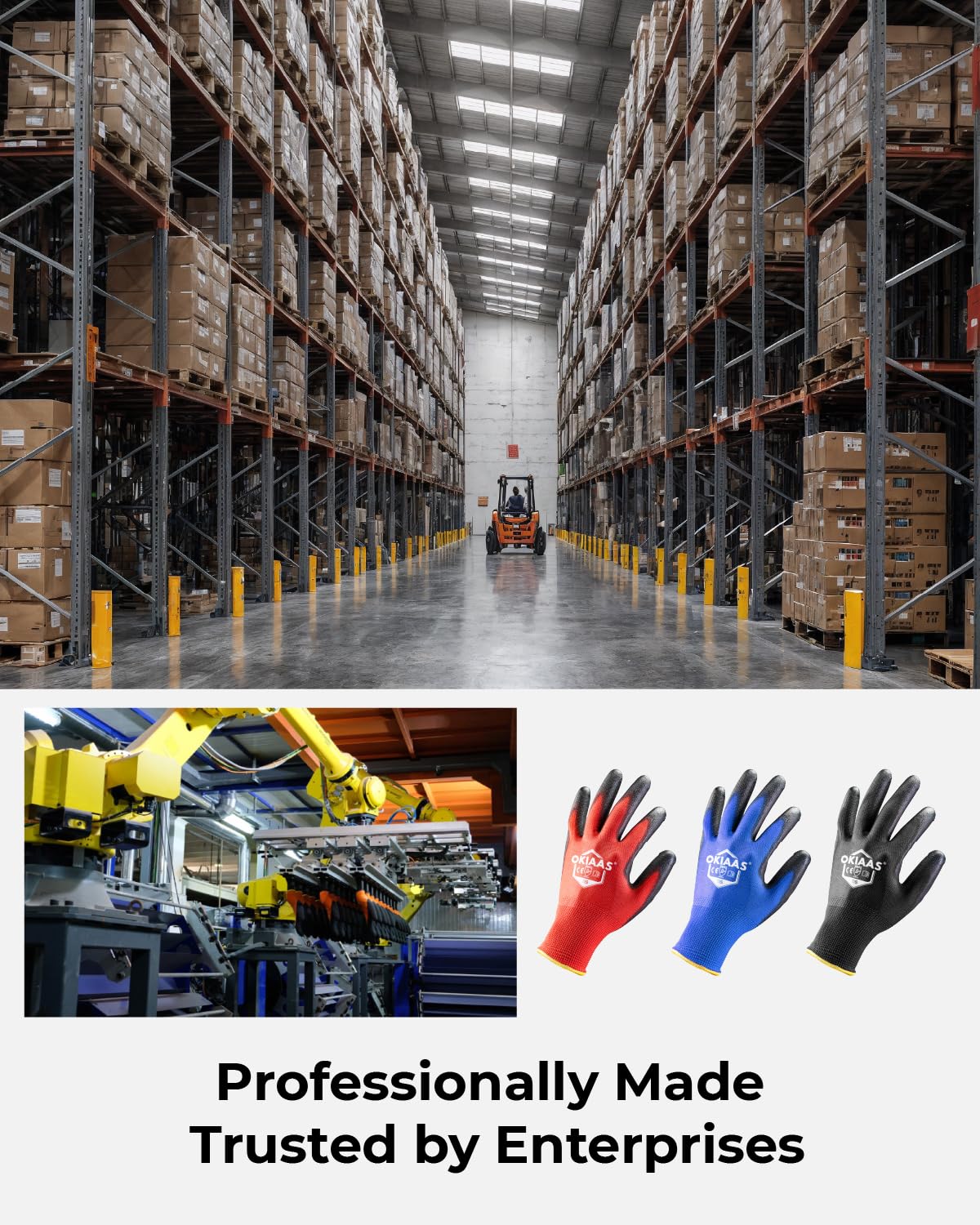 OKIAAS Work Gloves for Men,Ultra Thin and Lightweight Working Gloves with Grip, 12 Pairs Bulk Pack Construction Gloves with Polyurethane Coating, Safety Gloves for Light Duty Work (Blue, X-Large)