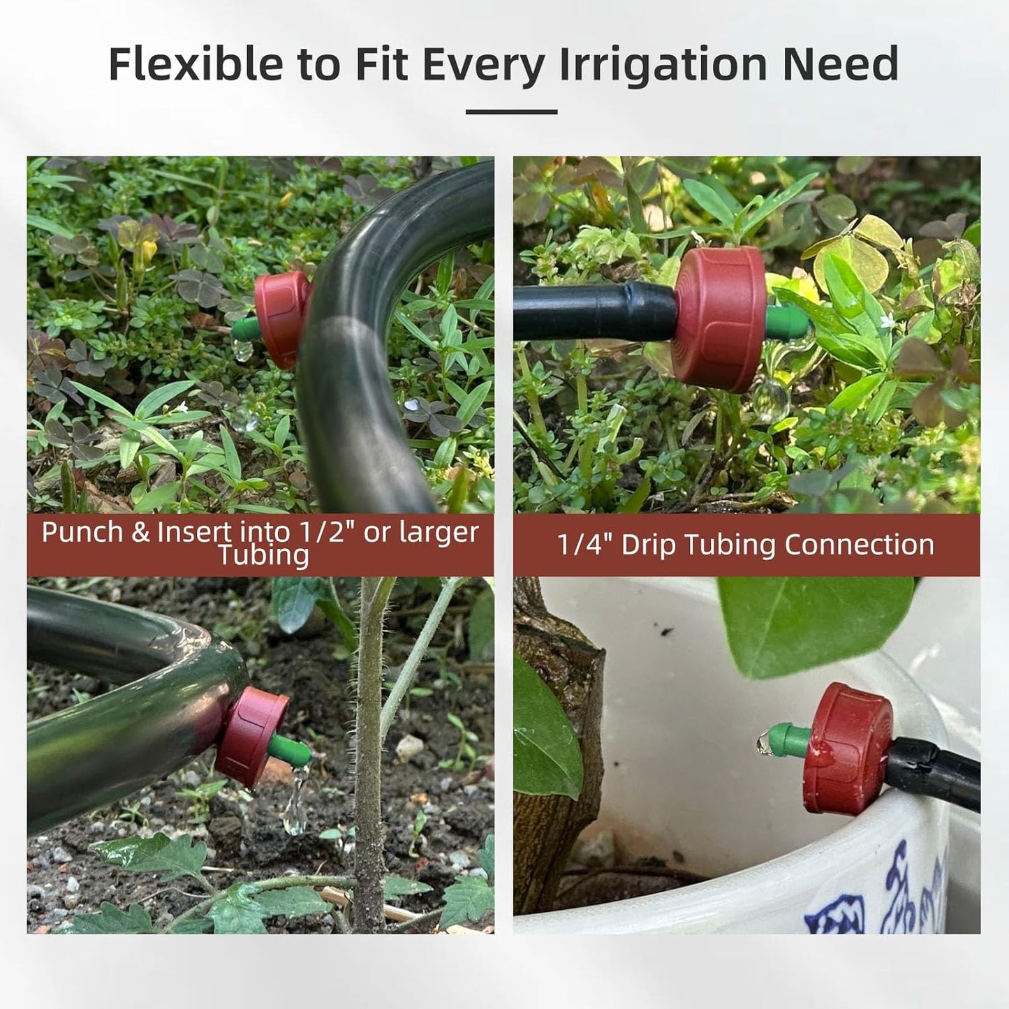 30PCS 0.25 GPH Pressure Compensating Drip Irrigation Spot Watering Drippers/Emitters, Self-Cleaning Constant Flow Drip Irrigation Emitters Heads Irrigation Drippers Parts for Drip Irrigation System