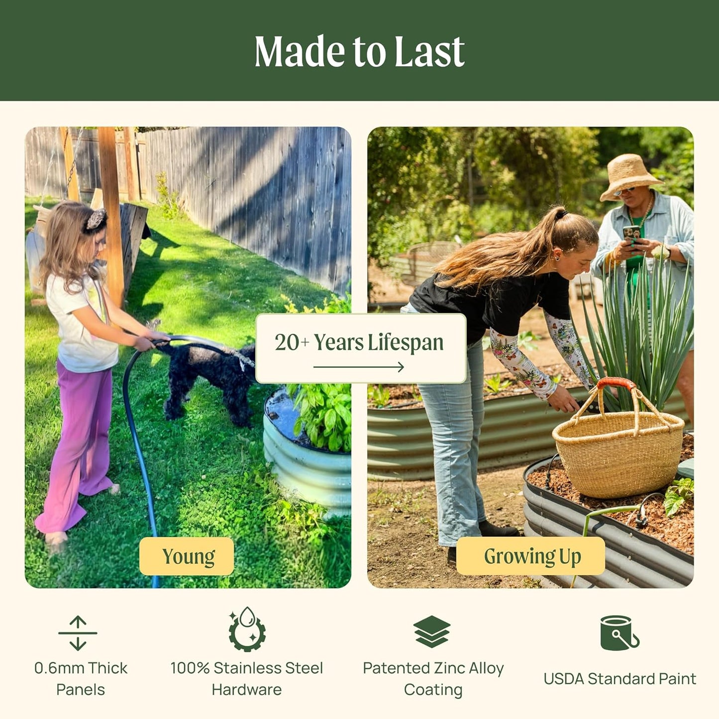 Vego garden Raised Garden Bed Kit, 17" Tall 10 in 1 Modular, Metal Planter Box for Vegetables, Flowers, Herbs, Terra Cotta