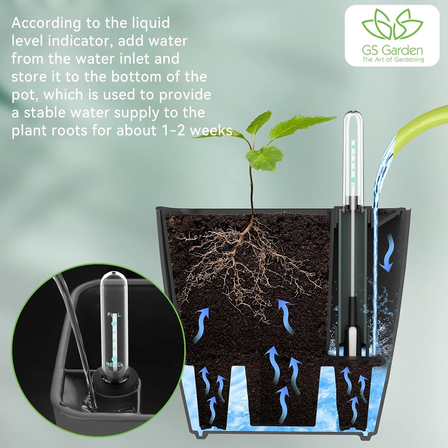 Self Watering Planters for Indoor Plants 5 inch 3 Pack Grey Planter with Water Level Indicator African Violet pots