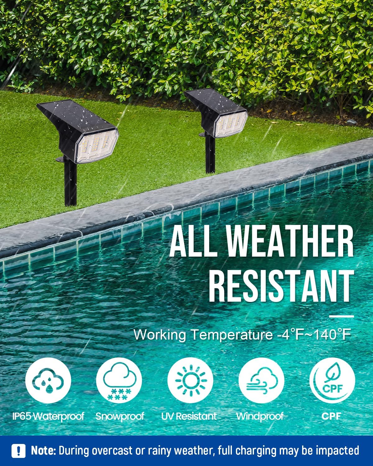 Solar spotlights Outdoor 63 LED 3 Lighting Modes, IP65 Waterproof Lighten Yard Garden House Garage Pathway for Christmas Decorations-6 Pack