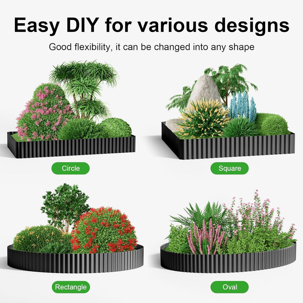 Land Guard Corrugated Garden Edging Border, 12" × 50' Landscape Paver Edging, Tall Landscape Edging, Fence for Garden, Flower Bed, Lawn and Landscape Edging (Black)