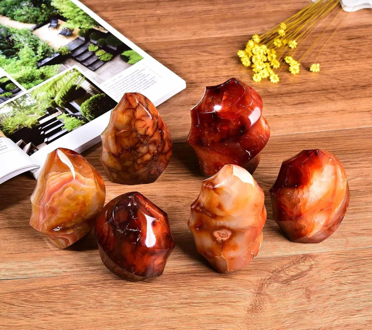 Red Agate Flame Shaped Stone Towers Obelisk Natural Healing Crystal Quartz Reiki Energy Decoration Home Office 0.6-1.0LBS