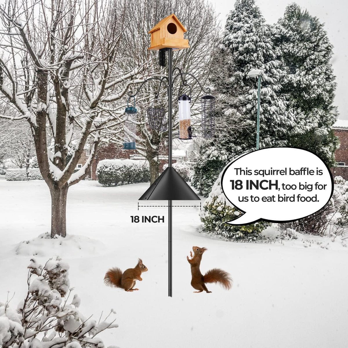 Bird Feeders Pole, House Pole 92 Inch, Adjustable Heavy Duty Feeder Stand Feeding Station with Sturdy Anchor Squirrel Proof Baffle for Watching (Bird Not Included)