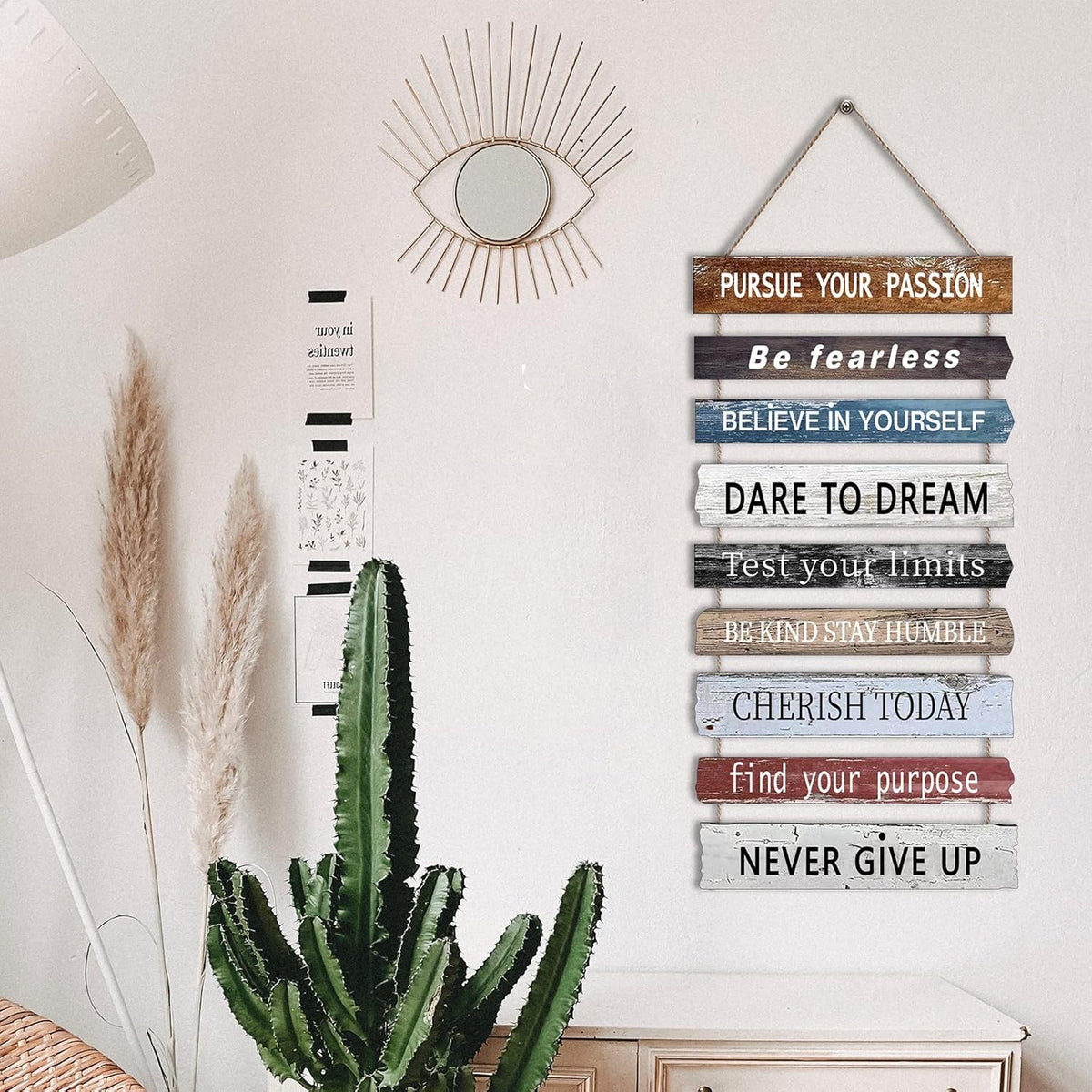 Joyhawk Motivational Wall Art Decor with Positive Quotes, Inspirational Wall Art Room Decor for Teen Girls Women, Rustic Wall Hanging Plaque Sign for Home Office Living Room Bathroom - 12x24 inch