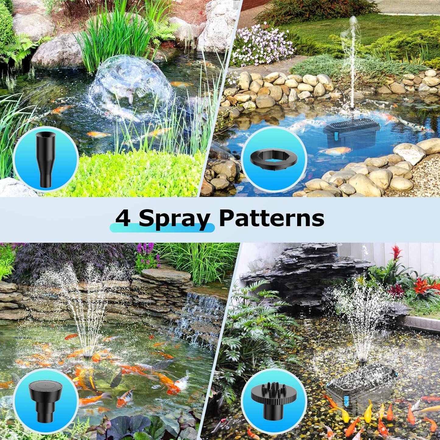 POPOSOAP Solar Pond Filter with Fountain Pump, 20W Solar Powered Water Pump and Pond Filters for Outdoor Ponds Fish Tank Garden Pool Water Feature Waterfall