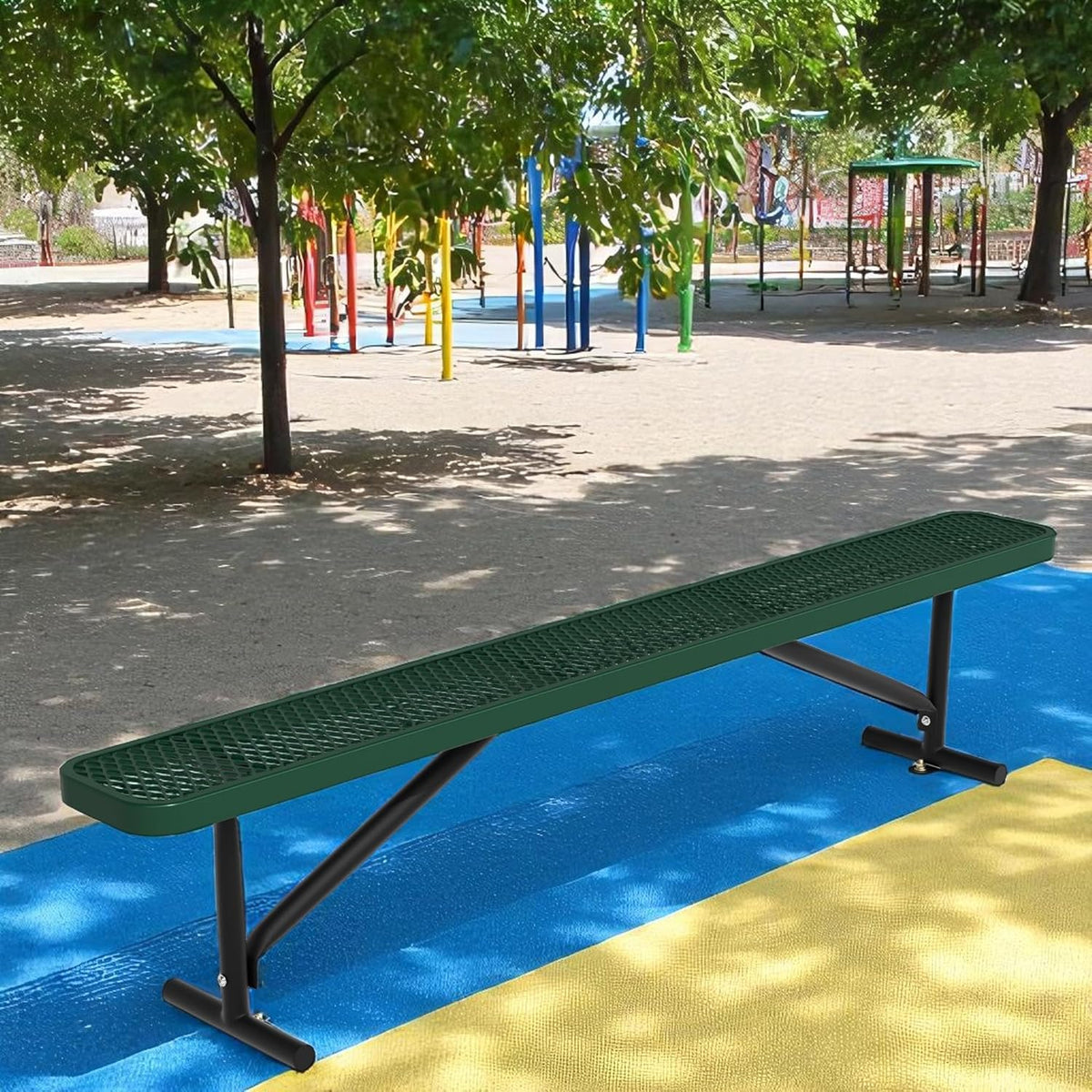 96" L Outdoor Metal Benches, Heavy Duty Garden Park Bench for Outside, Porch Chair Sports Backless Commercial Benches Mesh Bench for Shopping Mall, Store, Lawn, Park, Patio, Deck, Garden