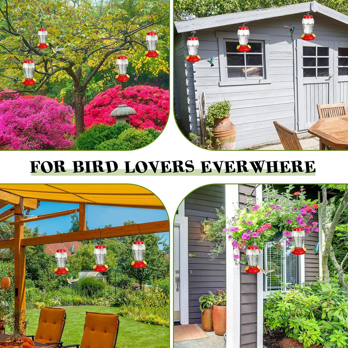 6 Pcs Hummingbird Feeder with Hanging Wires for Outdoor Hanging 16 oz Plastic Hummingbird Feeders Bird Feeder for Outside Wild Bird Feeder with 5 Feeding Ports for Home Garden Yard, Easy Filling