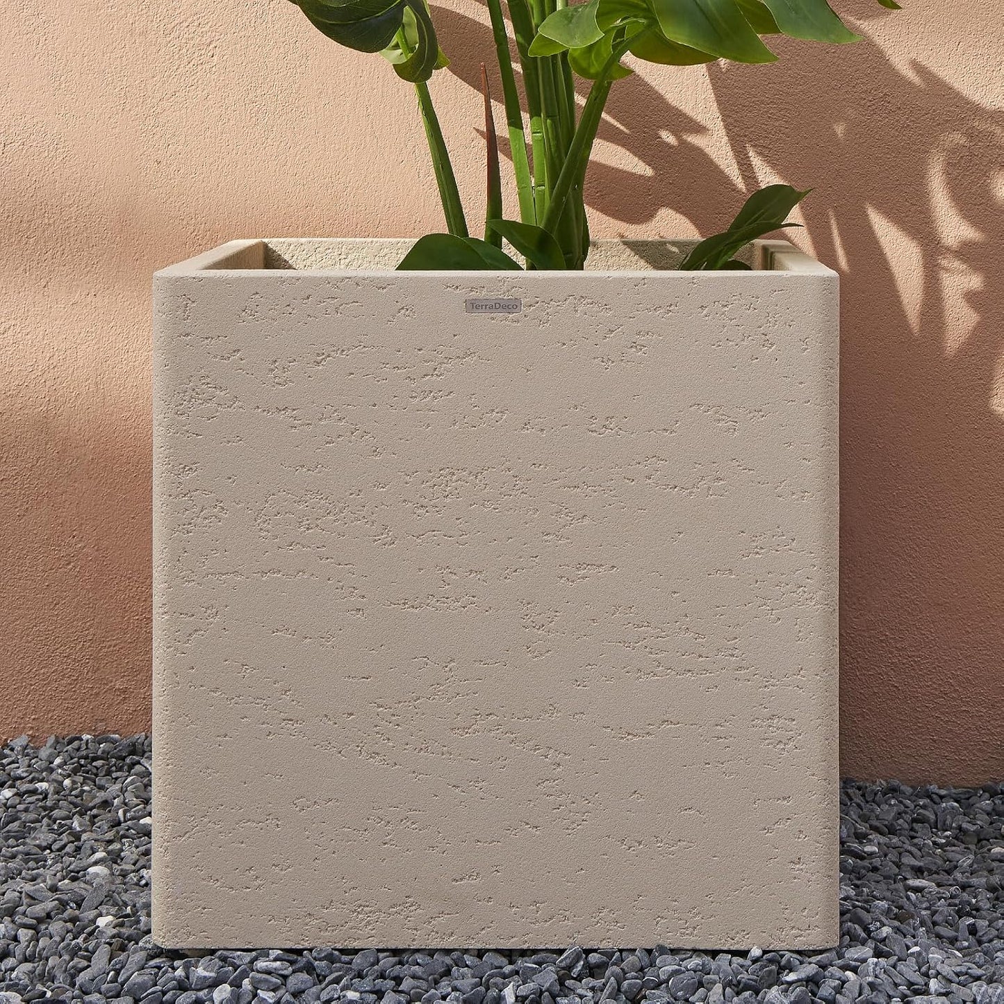 20 Inch Square Concrete Planter(20Lx20Wx20H,48 Pounds),Durable All-Weather Use with Drainage Holes,Large Square Planter for Outdoor Indoor Plants