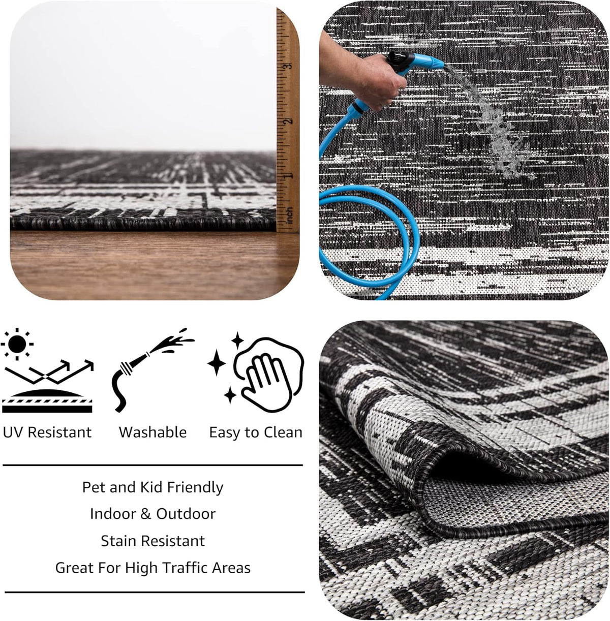Keen Home Design Outdoor Runner Rug - 2x8 Washable Indoor/Outdoor Rug for Patio, Balcony, Kitchen, Garden, Beach, Deck and Porch. Size: 2'2" x 7'7"