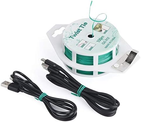 YDSL 328ft (100m) Twist Ties, Green Garden Plant Ties with Cutter for Gardening and Office Organization, Home