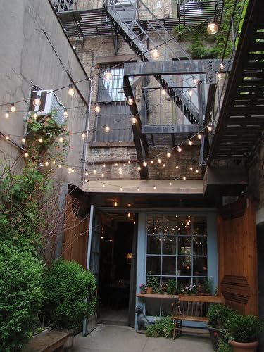 Hometown Evolution, Inc. E26 Commercial String Lights with 16 Gauge Wire (S14 LED Plastic, 50 Foot 25 Socket)