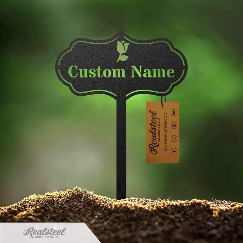 RealSteel – Customizable Seed & Plant Markers - Outdoor Herb Garden Stakes - Elegant Fruit/Vegetable Labels - Steel Plant Tags for Pots - Classy Design for Farmhouse/Greenhouse – Watering Can Icon