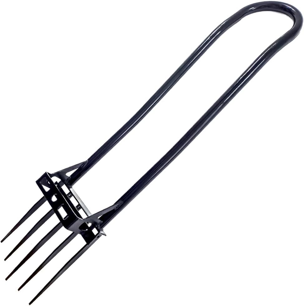 Heavy Duty Broadfork, 46“ Steel Long Handle Garden Broad Fork, Composting Aeration Transplanting Tiller Weeder, Loosening Soil & Breaks up Dirt Strengthen 5 Tines
