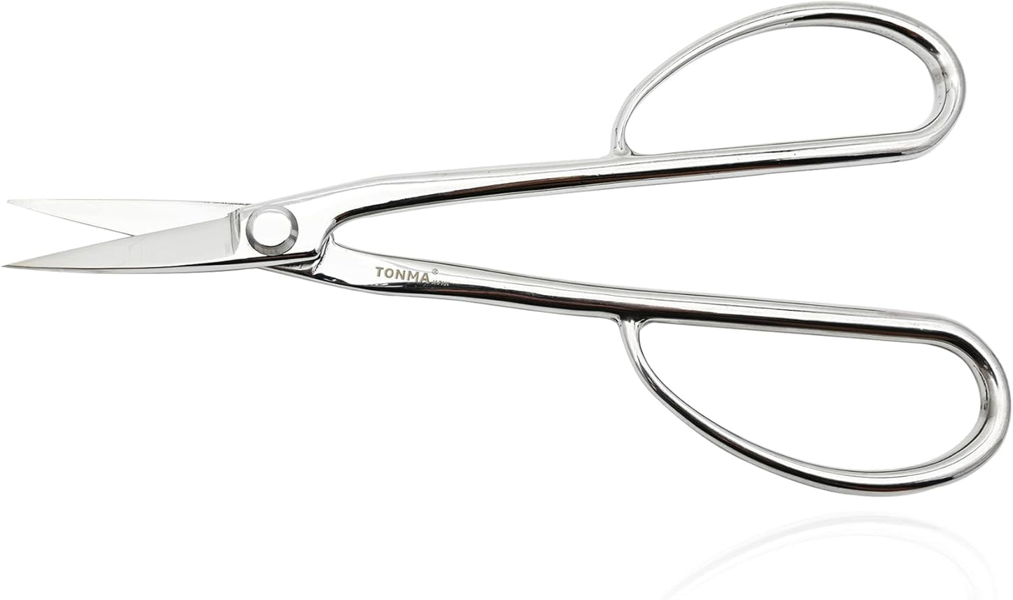 TONMA Satsuki Bonsai Scissors [Made in Japan] Professional 8.5 inch Garden Bonsai Tools Japanese Stainless Steel Hasami Pruning Scissors with Micro Serrated, Mirror Finish Process