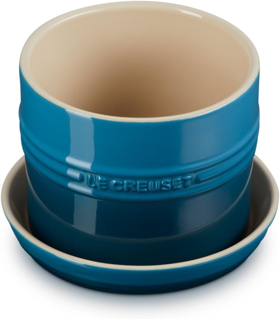 Le Creuset Stoneware Herb Planter, 5.5 Inches, Deep Teal
