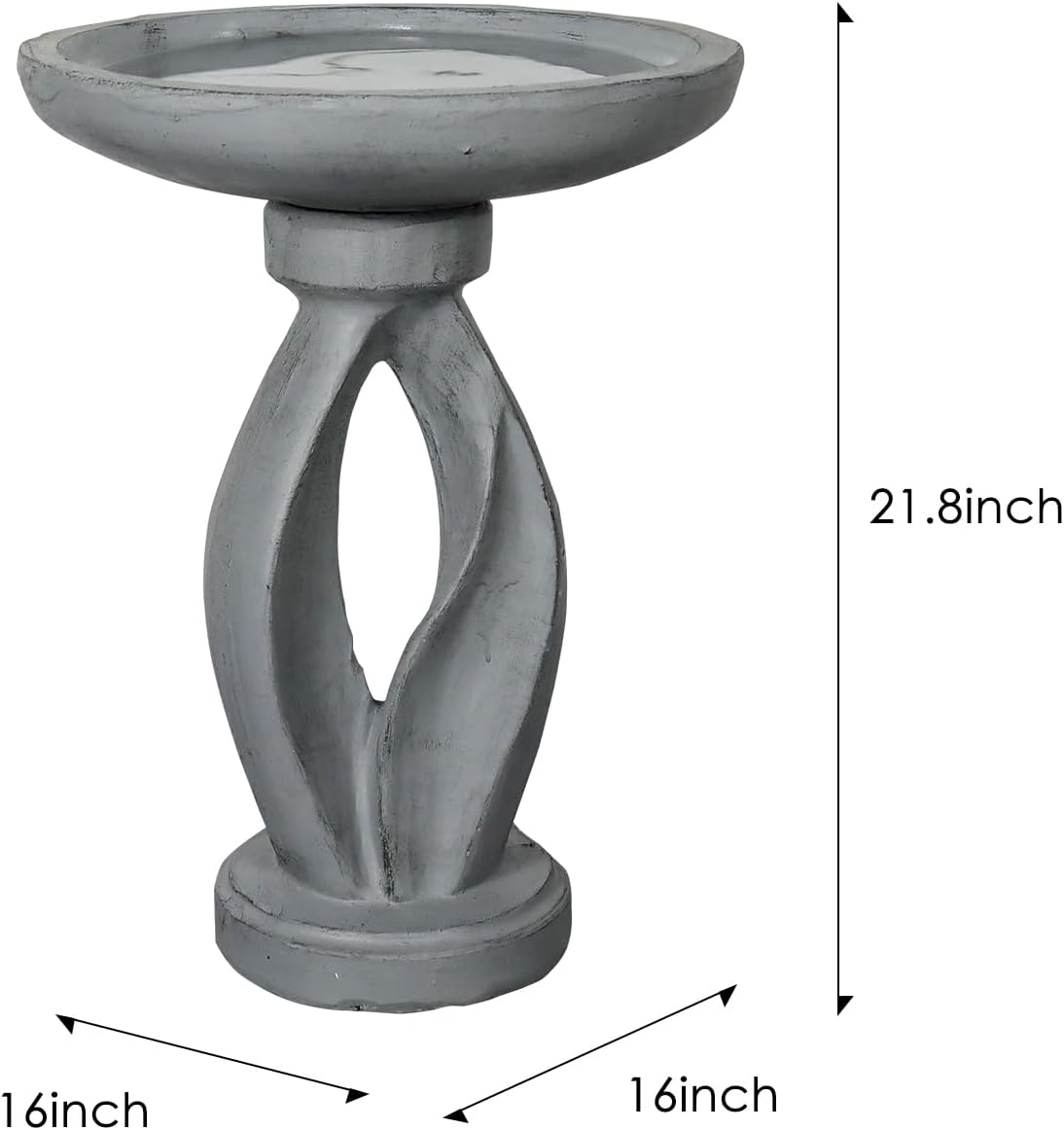 SunJet 21.8inch High Concrete Bird Bath, Freestanding Birdbaths & Birdfeeder - Stylish Outdoor Bird Baths Feeding Bowl for Outdoors Garden Patio Yard Lawn Decor